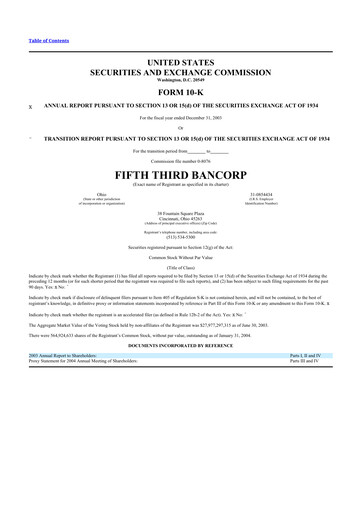 Thumbnail Fifth Third Bank
 10-K Annual Report 