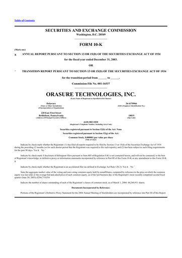 Thumbnail OraSure Technologies 10-K Annual Report 