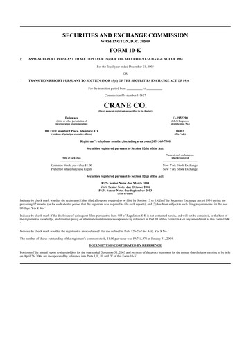 Thumbnail Crane NXT 10-K Annual Report 