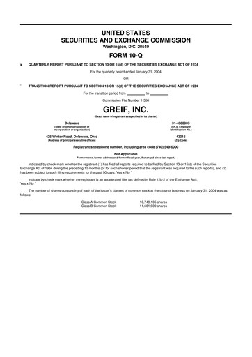 Thumbnail Greif 10-Q Quarterly Report FY 