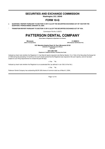 Thumbnail Patterson Companies
 10-Q Quarterly Report FY 