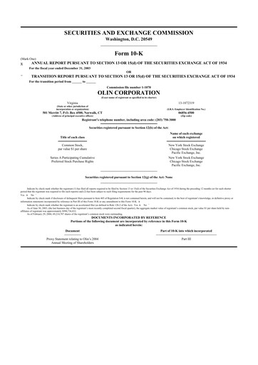 Thumbnail Olin Corporation 10-K Annual Report 