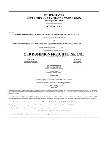Thumbnail Old Dominion Freight Line
 10-K Annual Report 
