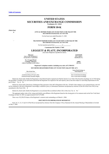 Thumbnail Leggett & Platt

 10-K Annual Report 