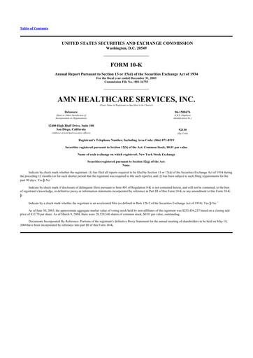 Thumbnail AMN Healthcare Services 10-K Annual Report 