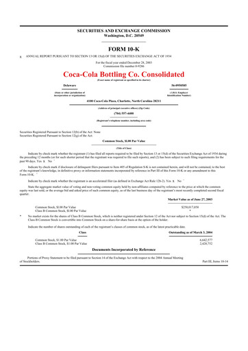 Thumbnail Coca-Cola Consolidated 10-K Annual Report 