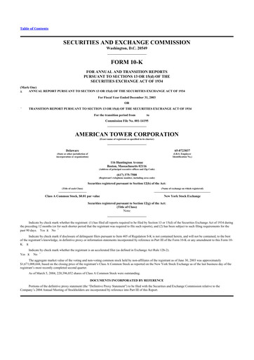 Thumbnail American Tower 10-K Annual Report 