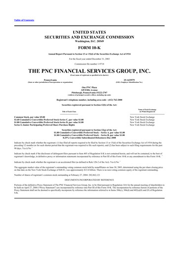 Thumbnail PNC Financial Services 10-K Annual Report 