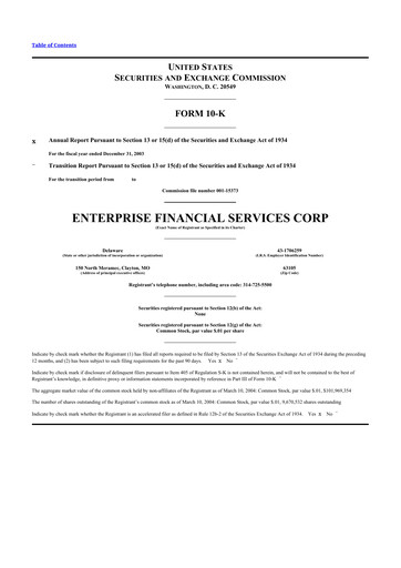 Vorschaubild Enterprise Financial Services Corp 10-K Jahresbericht 