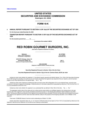 Thumbnail Red Robin
 10-K Annual Report 