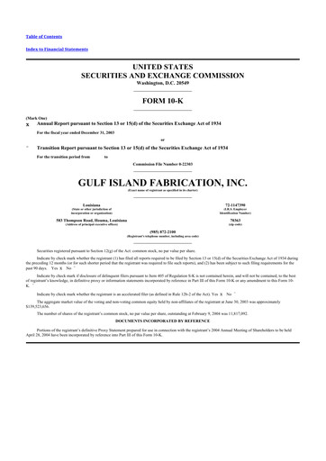 Thumbnail Gulf Island Fabrication
 10-K Annual Report 