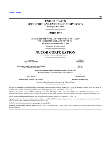 Thumbnail Nucor
 10-K Annual Report 