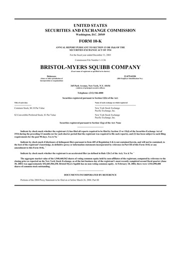 Miniature Bristol-Myers Squibb 10-K Rapport annuel 