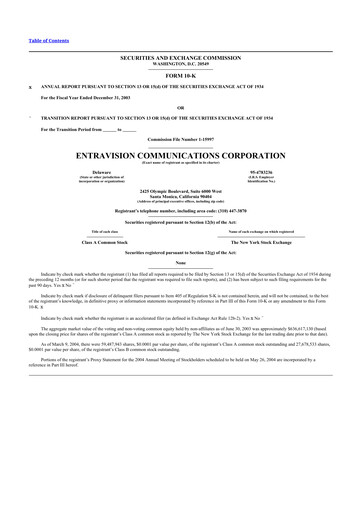 Thumbnail Entravision Communications
 10-K Annual Report 