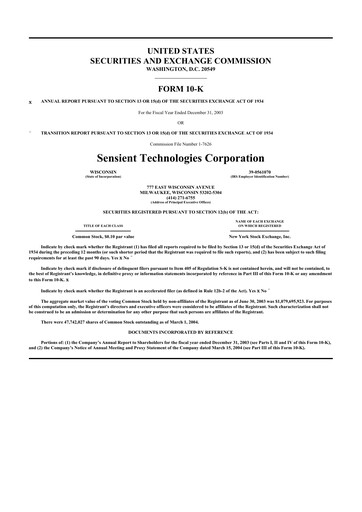 Thumbnail Sensient Technologies
 10-K Annual Report 
