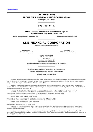 Thumbnail CNB Financial Corp 10-K Annual Report 