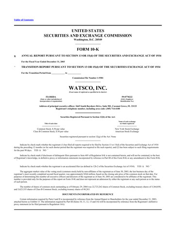 Miniature Watsco
 10-K Rapport annuel 