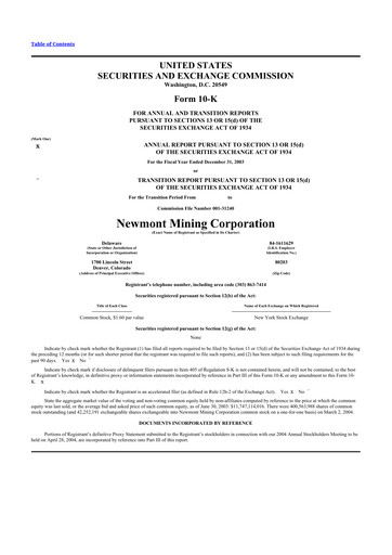 Thumbnail Newmont 10-K Annual Report 