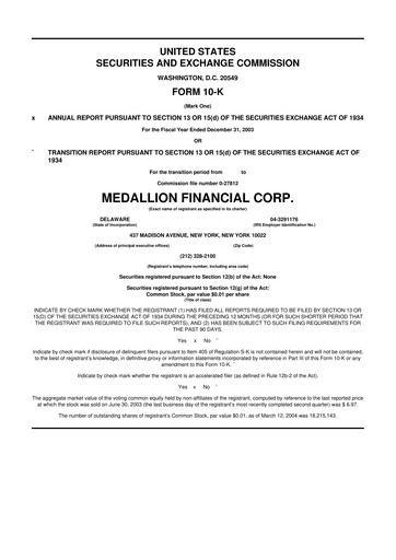 Thumbnail Medallion Financial Corp. 10-K Annual Report 