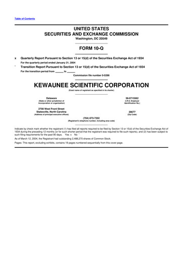 Thumbnail Kewaunee Scientific Corporation 10-Q Quarterly Report FY 
