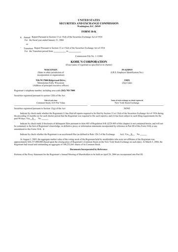 Thumbnail Kohl's
 10-K Annual Report 