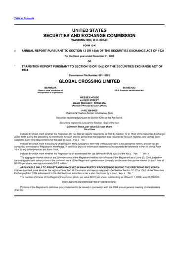 Thumbnail Global Crossing 10-K Annual Report 