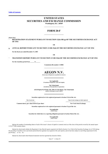 Thumbnail AEGON
 20-F Annual Report 