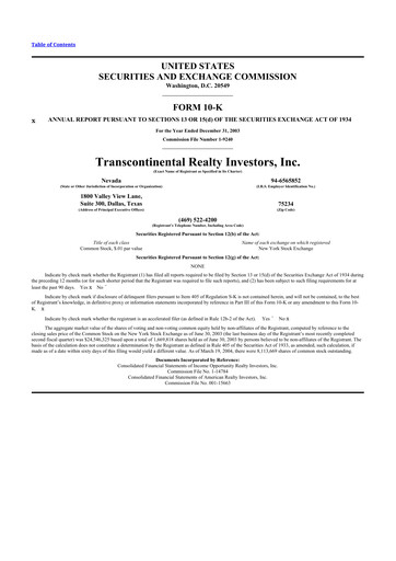 Miniature Transcontinental Realty Investors 10-K Rapport annuel 