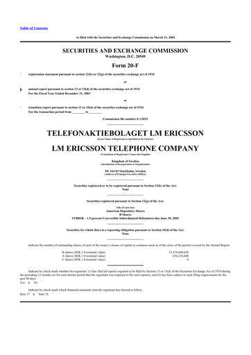 Vorschaubild Ericsson 20-F Jahresbericht 