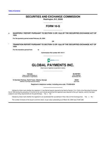 Thumbnail Global Payments 10-Q Quarterly Report FY 