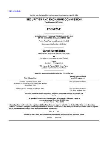 Thumbnail Sanofi 20-F Annual Report 