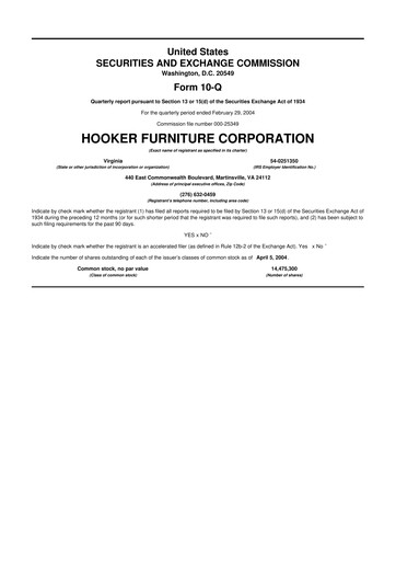 Thumbnail Hooker Furnishings 10-Q Quarterly Report FY 