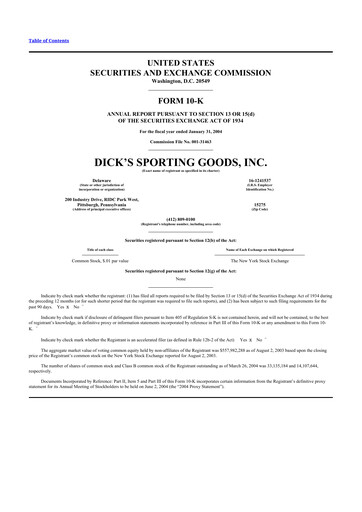 Thumbnail Dick's Sporting Goods
 10-K Annual Report 