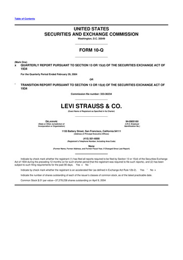 Thumbnail Levi Strauss & Co. 10-Q Quarterly Report FY 