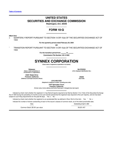 Vorschaubild TD Synnex 10-Q Quartalsbericht  