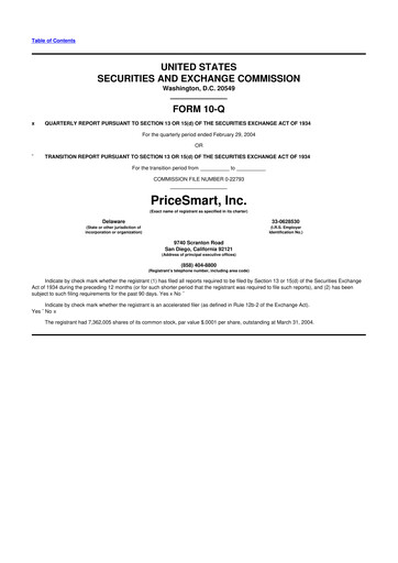 Thumbnail PriceSmart
 10-Q Quarterly Report FY 