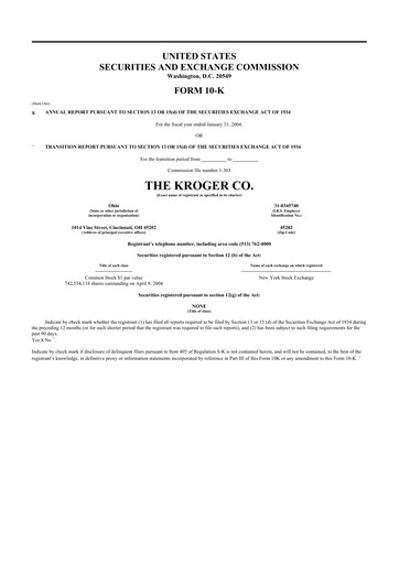 Thumbnail Kroger 10-K Annual Report 