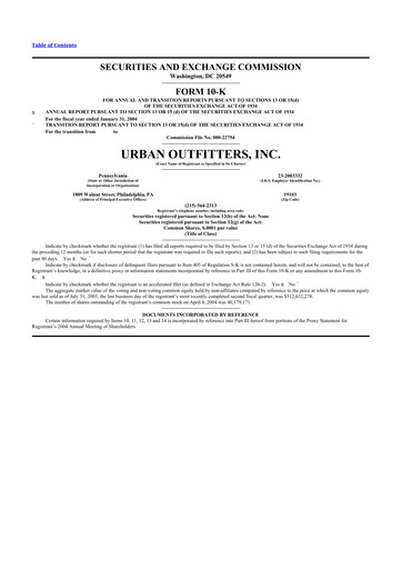 Thumbnail Urban Outfitters
 10-K Annual Report 