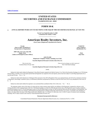 Thumbnail American Realty Investors 10-K Annual Report 