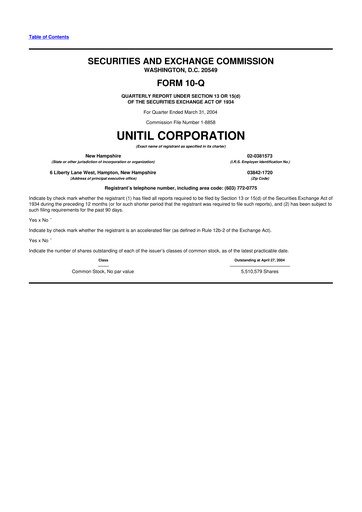 Vorschaubild Unitil Corporation
 10-Q Quartalsbericht  