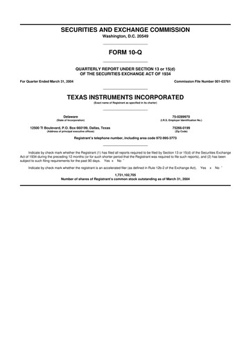 Vorschaubild Texas Instruments 10-Q Quartalsbericht  