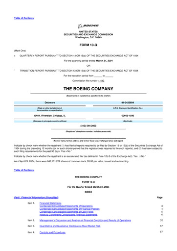 Miniature Boeing 10-Q Rapport trimestriel  