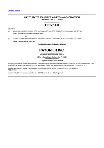 Thumbnail Rayonier 10-Q Quarterly Report FY 