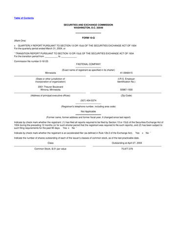 Vorschaubild Fastenal 10-Q Quartalsbericht  