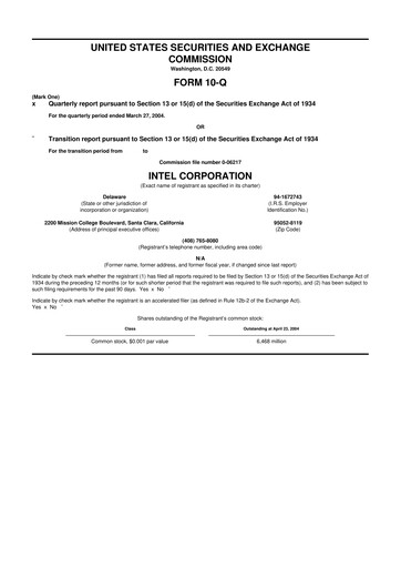 Vorschaubild Intel 10-Q Quartalsbericht  