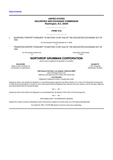Vorschaubild Northrop Grumman 10-Q Quartalsbericht  