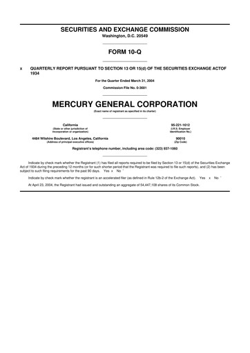 Thumbnail Mercury General
 10-Q Quarterly Report FY 
