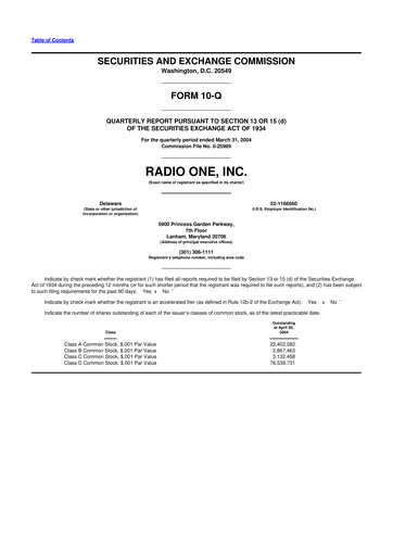 Thumbnail Urban One
 10-Q Quarterly Report FY 