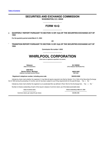 Thumbnail Whirlpool 10-Q Quarterly Report FY 