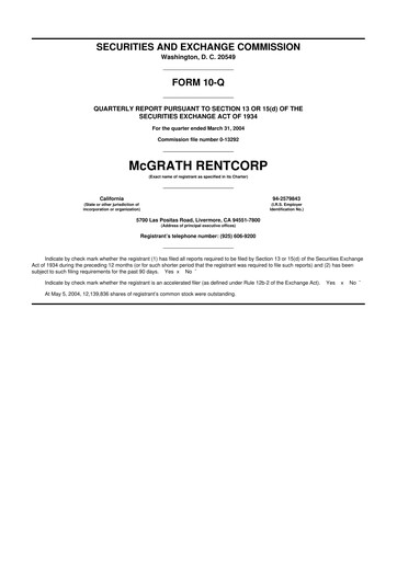 Thumbnail McGrath RentCorp
 10-Q Quarterly Report FY 